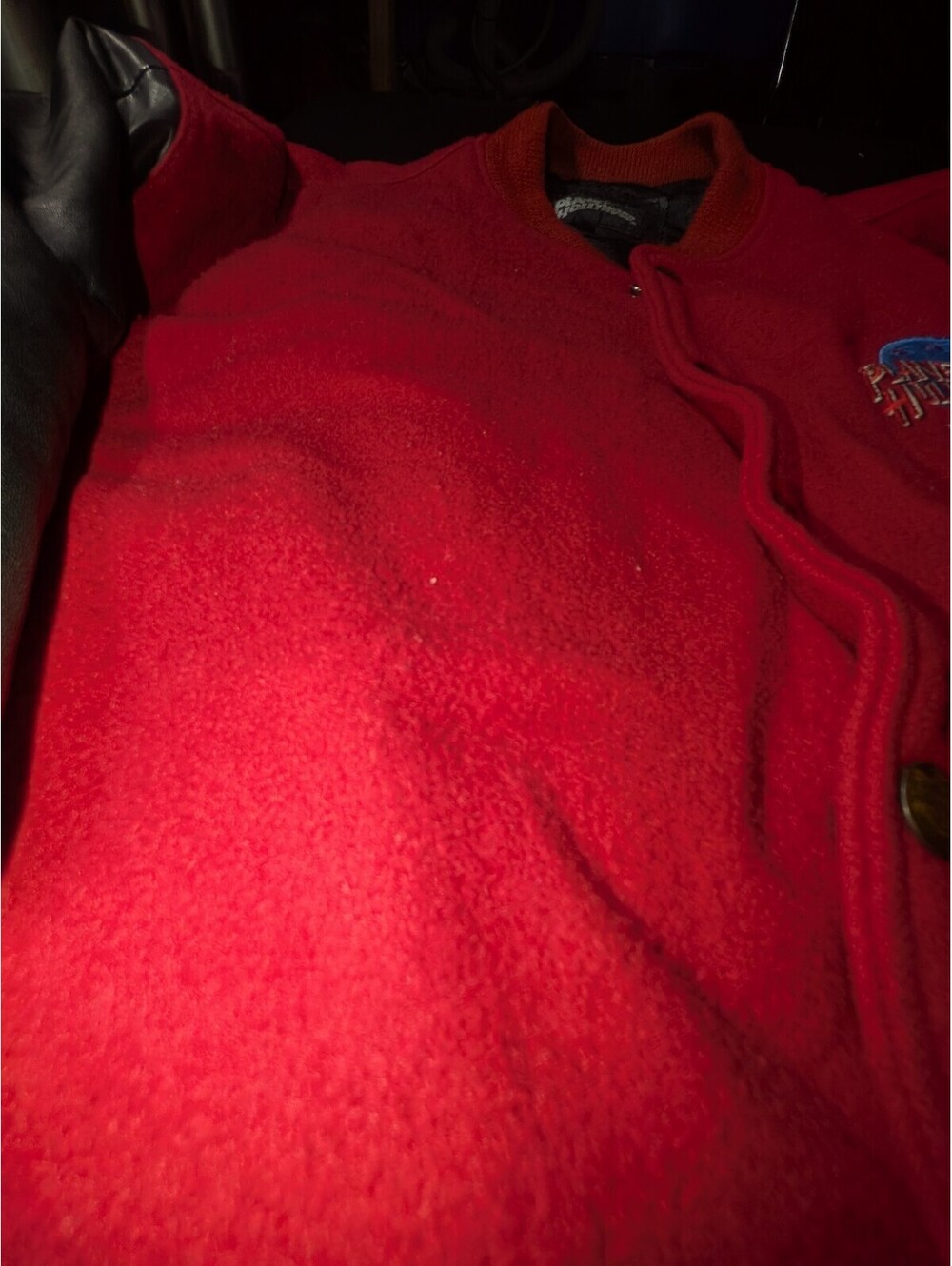 Vintage Planet Hollywood Jakarta Mens Varsity Jacket Red Wool blend & leather - Picture 4 of 13
